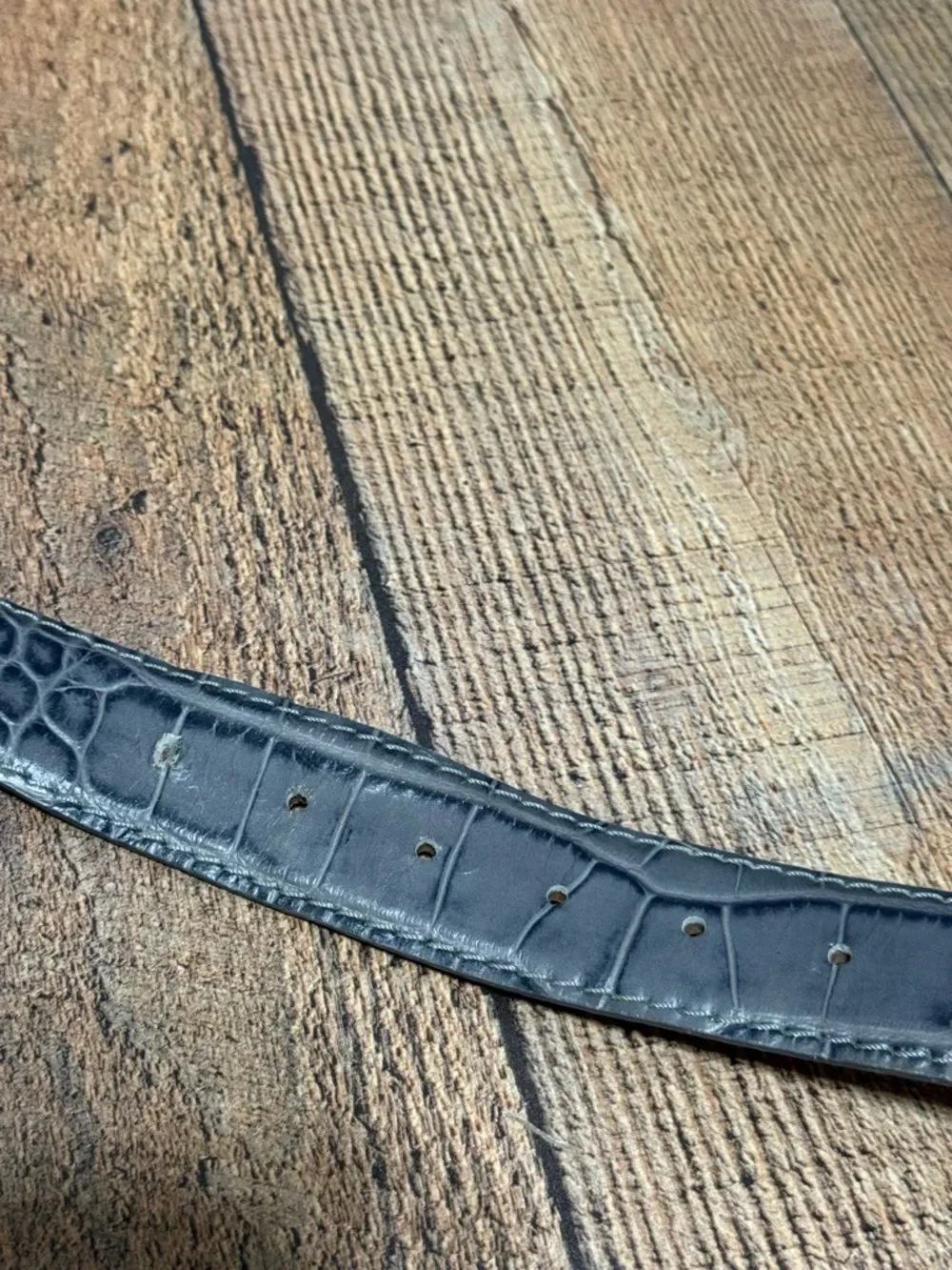 Roger Ximenez Gray Mock Croc Embossed Calf Leather Belt Luxury Gator Has Flaws*